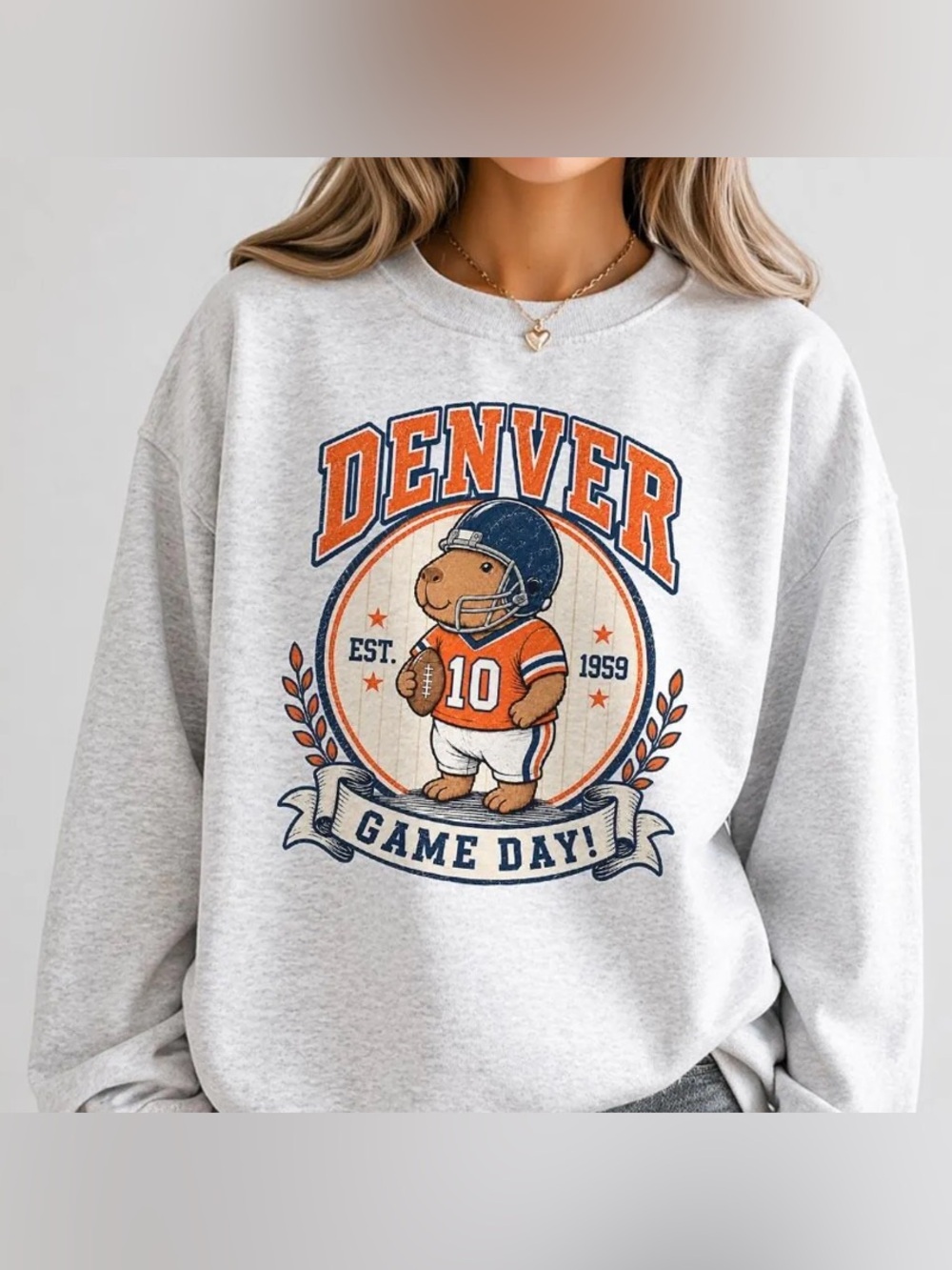 Denver Capybara Sports Football Sweatshirt, Vintage Game Day Football Tee